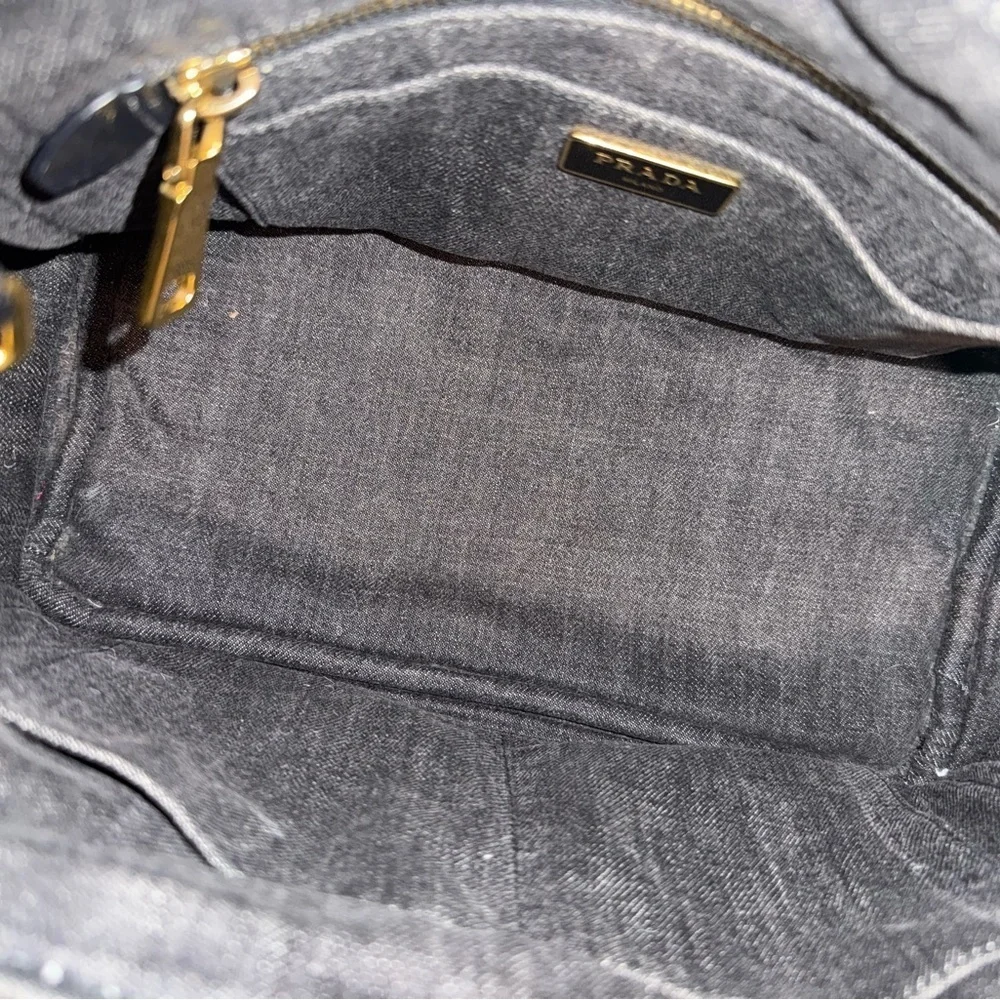 Prada Canapa Denim Tote w/Strap and Authenticity Card